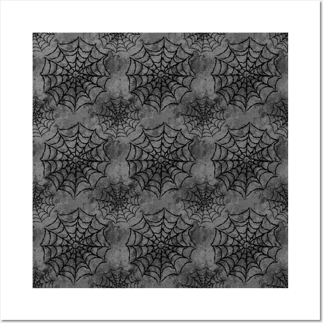 Round Spider Web Cobweb Dark Pattern Wall Art by DeneboArt